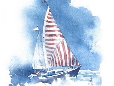 See The Sea boat sailboat sea ship summer watercolor