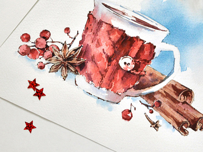 ArtBookMania cup food illustration seasons spices tea watercolor winter