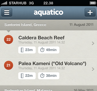 Aquatico diving iphone app scuba diving