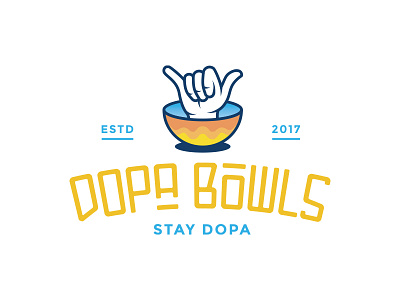 Dopa Bowls bowl food fresh hand hawaii healthy logo poke restaurant summer surfs up