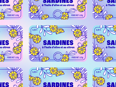 Sardine Can v2 fish holographic lemon olive packaging sardine sticker
