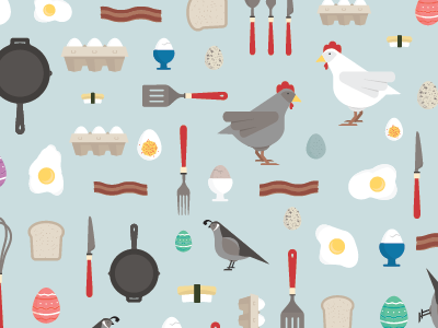 Egg Pattern bacon bird chicken egg flat food icon illustration pattern