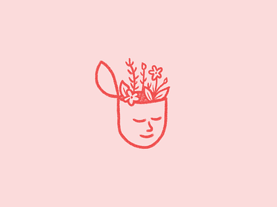 Selfie flowers head illustration sticker