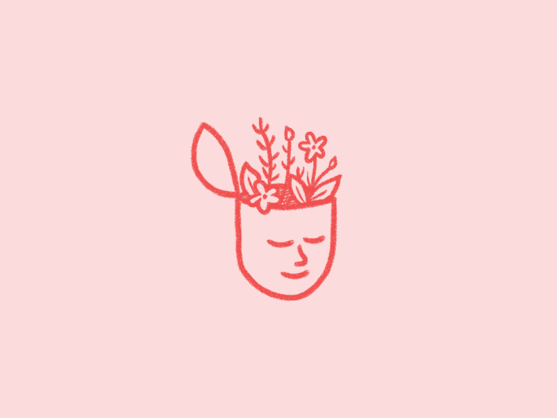 Selfie illustration head sticker flowers