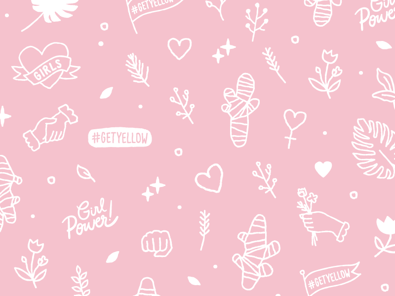 YLLO Scrub Illustrations plants heart icon girl power illustration pattern