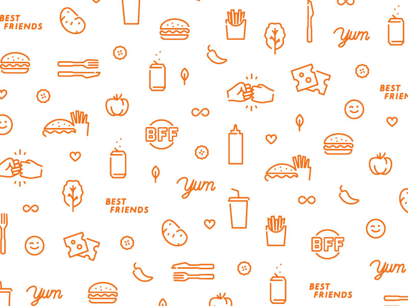 BFF Pattern burger food fries icon pattern