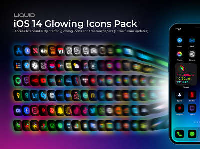 iOS 14 Glowing Icons Pack app icons creative design customization design homescreen icons icons pack icons set ios icons ios14 ios14homescreen ui
