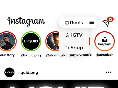 Instagram Top Menu Concept