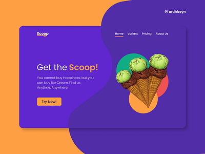 Scoop ice cream - Landing page branding ice cream interface landing page ui ui design web web design website