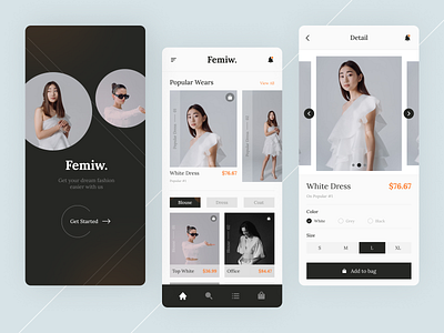 Femiw - Fashion Store Mobile App app application branding design interface mobile ui ui design