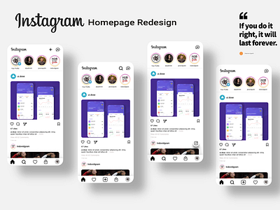 "Instagram" Homepage Redesign app design minimal ui