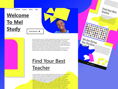 Mel Study || Homepage design wordpress color colorful course design illustration shapes study ui ux vector web web design wordpress design