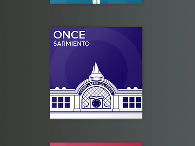 Once Station · Buenos Aires architecture argentina buenos aires building detail flat identity minimalistic railway tile train vector