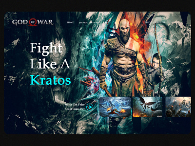 God Of War Homepage black buy design game game online home page homepage design online store responsive design ui uiux ux ux design war of god website