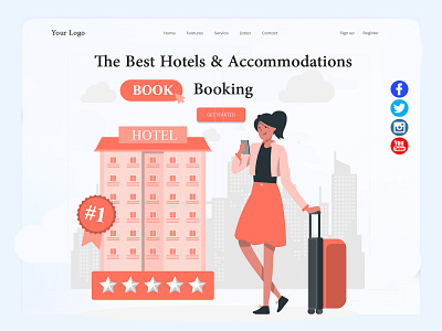 Hotel Booking Website Design branding design homepage online responsive design typography ui ui design ux ux design vector website