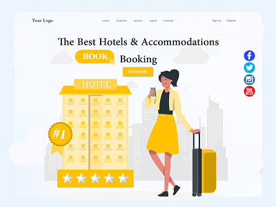 Hotel Booking Website Design branding design homepage hotel booking online responsive design ui ux ux design website yellow yellow images