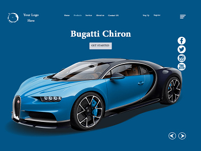 Bugatti Chiron Website Header Concept black blue bluedesign bugatti car design designs homepage online responsive design ui ux design website