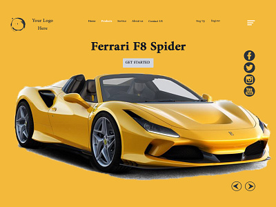 Ferrari F8 Spider Website Header Concept black car design homepage online online store responsive design site ui ux ux design website yellow yellow design