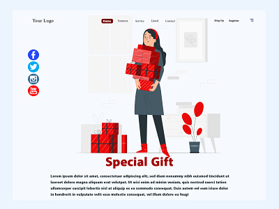 Special Gift Website Header Concept design gift graphic design homepage red responsive design ui uidesign uiux ux design uxdesign