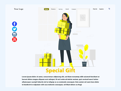 Special Gift Website Header Concept buy design homepage responsive design ui uidesign uiux ux ux design vector website yellow