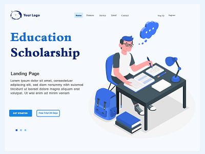 Landing Page Education Scholarship design homepage online responsive design ui uidesign uiux ux ux design vector website