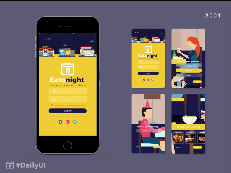 Daily UI#001 - Eatonight Sign Up 001 adobexd app daily ui dailyui design