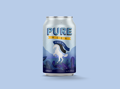 Pure Beer Branding beer beer can illustration logo logotype packaging typography unicorn