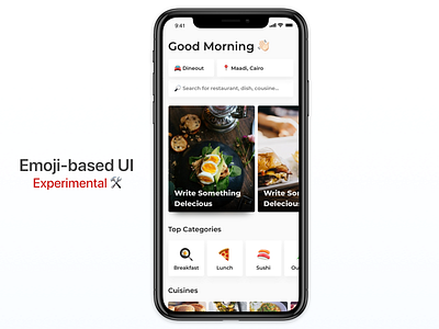 Emoji-based UI clean emoji food food ordering modern online ui ui ux design ux yellow