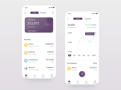 E-wallet Application app crypto design e wallet figma illustration minimal purple ui ux