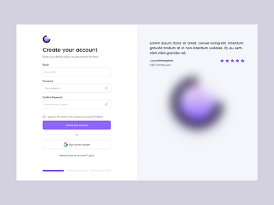 ThinkBlok - Sign Up page app authentication design education email and password figma glassmorphism log in login minimal purple register sign up signup ui ux white