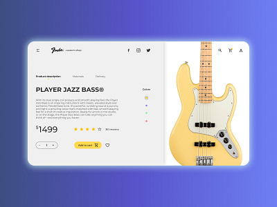 Fender product card concept concept design desktop fender music product ui user interface uxui web design