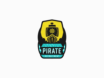 Pirate Emblem badge cloud emblem flat journey ocean pirate sea ship travel