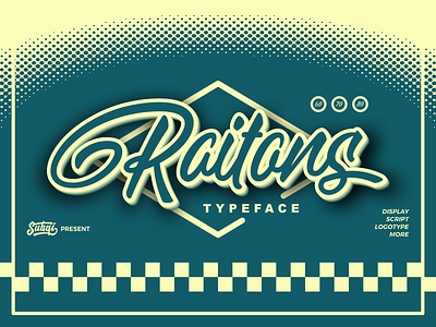 Raitons display emblem esport font logotype modern opentype retro script sport vintage