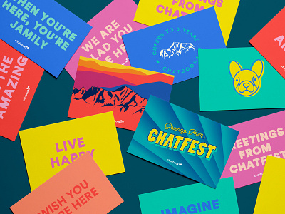 Chatfest Postcards art color design flat illustration illustrator postcard postcard design typography vector