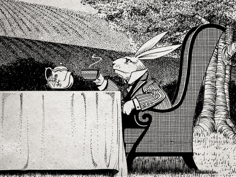 Tea Time ink pen illustration