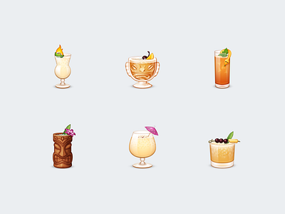 Tiki Cocktails Emoji cherry cocktail drinks emoji fire flower glass mint mug parasol tiki tropical