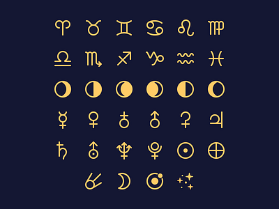 Primaries 1.14: Astronomy & Astrology astrology astronomy icon icons ios parakeet primaries set stock vector zodiac