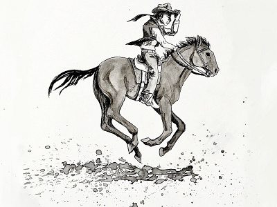 Ink Wash Cowboy bookillustration cowboy cowgirl illustraion ink inkwash logo western