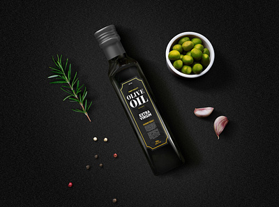 Olive Oil Minimalist Package Mockup bottle branding can dark ingredients kitchen label layered minimalist mockup oil organic package photoshop presentation product