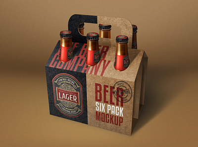 Beer Bottle Six Pack Mockup bottle brand branding cold cubes finest freezed froze guinness ice label nockup packaging mockup photoshop pint realistic