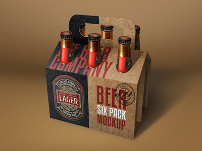 Beer Bottle Six Pack Mockup bottle brand branding cold cubes finest freezed froze guinness ice label nockup packaging mockup photoshop pint realistic
