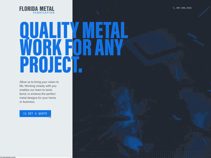 Landing Page Animation - Florida Metal Fab animation branding design fabrication landing page metal transition ui user interface ux web web design