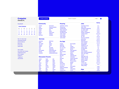 Craigslist, Refreshed 90s blue brutalism brutalist craigslist design ui ux web design website