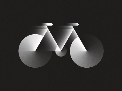 M is For Motion - Dark Mode bicycle bike black and white dark mode design gradient grain illustration
