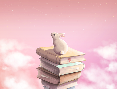 Bunny art books bunny design digital digital art illustration photoshop pink