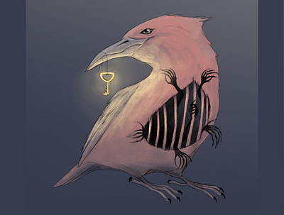 The Dark Warden art bird bird illustration character dark digital drawing illustration keys