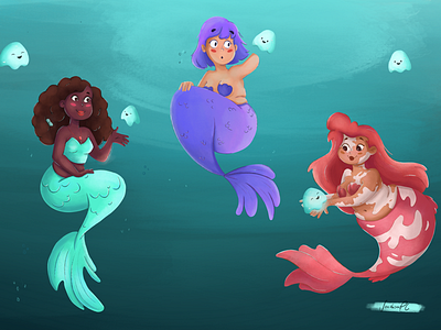 Mermaids artist childrens illustration design editorial illustration illustration mermaid nature ocean