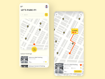 Parking space finder android ui app design graphic design ios mobile app design parking app ui ui desin ux ux design yellew