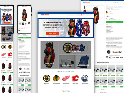 hockey golf bags an E-commerce website design