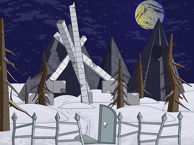 Obelisk. Fantasy illustration #1 art fantasy forest illustration night obelisk vector